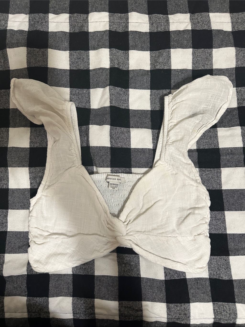 American Eagle Twist-Front Crop Top With Ruffled Straps